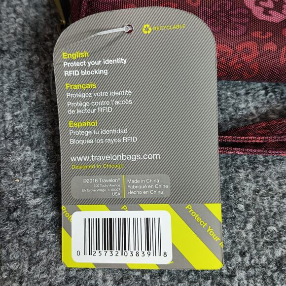 Travelon Safe ID RFID Blocking Wristlet Wallet Burgundy Floral Zip Around - Picture 3 of 6